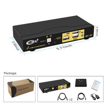 Charger l&#39;image dans la galerie, CKL 2 Port USB-C KVM Switch with Cables Support Windows 10, Mac OS 10, Android 9.0 or Above for 2 Computers/Mac/Mobile Sharing 1 Monitor with one Set Keyboard and Mouse

