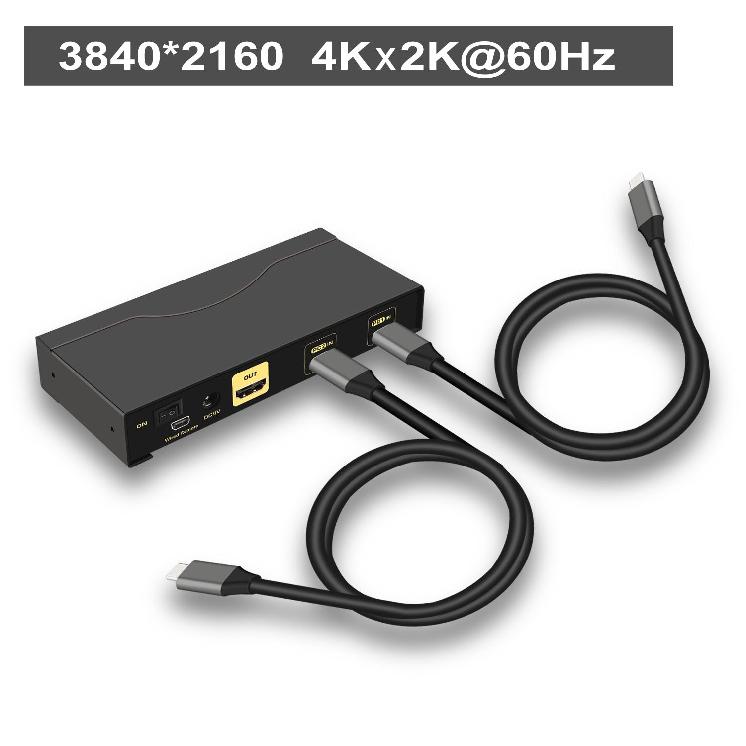 CKL 2 Port USB-C KVM Switch with Cable Support Windows 10, Mac OS 10, Android 9.0 or Above