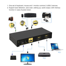 Load image into Gallery viewer, CKL 2 Port USB-C KVM Switch with Cable Support Windows 10, Mac OS 10, Android 9.0 or Above
