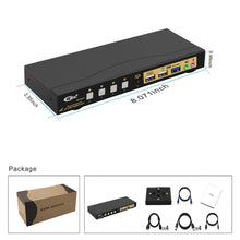 Charger l&#39;image dans la galerie, CKL 4 Port USB 3.0 KVM Switch DisplayPort 1.4 4K@144Hz 8K@30Hz for 4 Computers 1 Monitor, PC Screen Keyboard Mouse Peripheral Audio Sharing Selector Box with All Cables (64DP-4)
