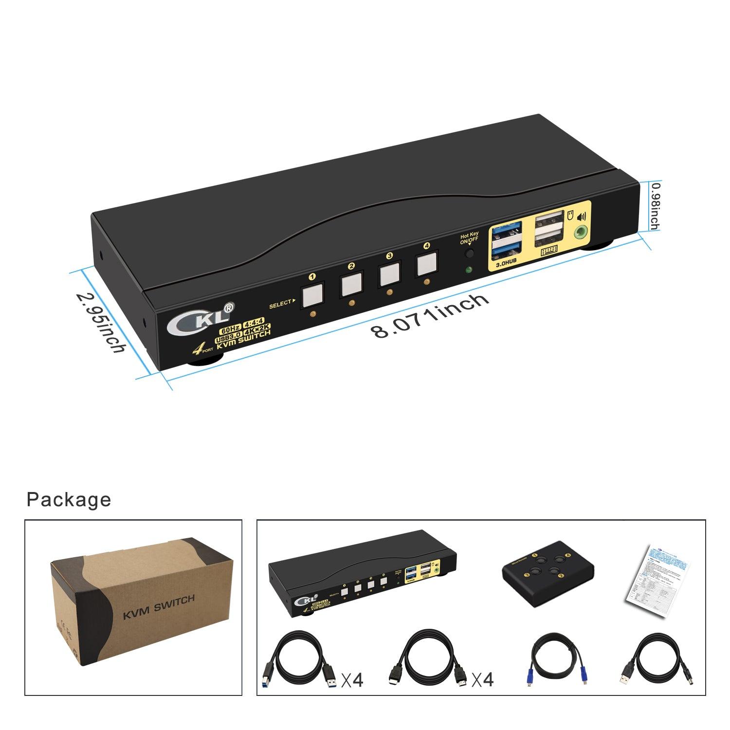 4x1 USB 3.0 KVM Switch Single Monitor HDMI 2.0 4K 60Hz CKL-64HUA-3 - CKL KVM Switches