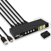 Load image into Gallery viewer, 4x1 USB 3.0 KVM Switch Single Monitor HDMI 2.0 4K 60Hz CKL-64HUA-3
