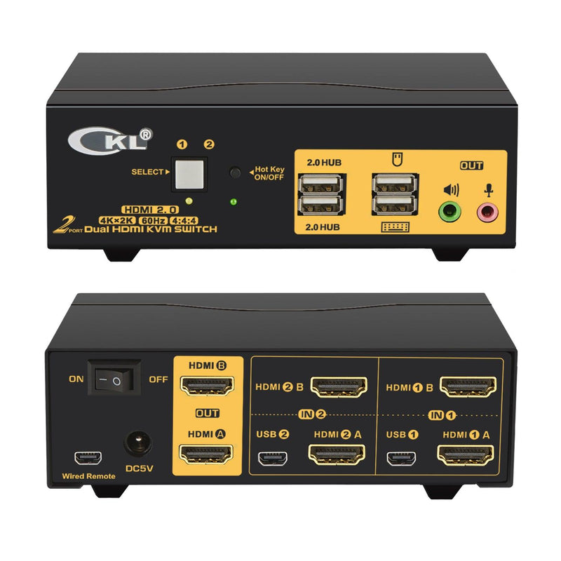 2 Port Dual Monitor KVM Switch HDMI 4K 60Hz  CKL-922HUA-2