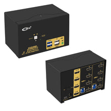 이미지를 갤러리 뷰어에 로드 , CKL 2 Port USB 3.0 KVM Switch 4 Monitors HDMI 4K 60Hz, Keyboard Video Mouse Peripherals Switcher for 2 Computers 4 Monitors with Audio CKL-924HUA-3

