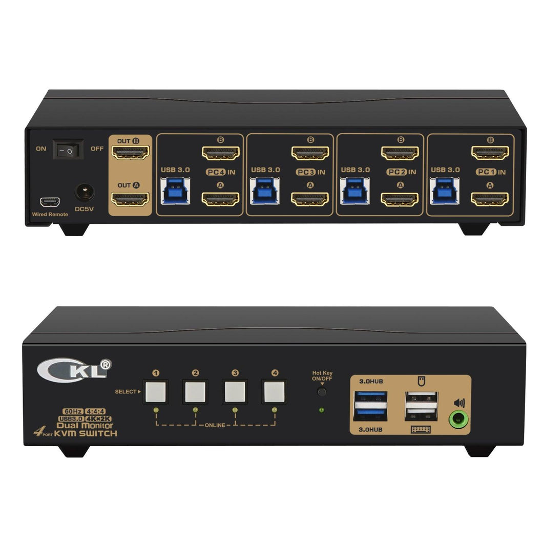 opdagelse opfindelse vælge 4 Port USB 3.0 HDMI KVM Switch Dual Monitor 4K 60Hz CKL-942HUA-3 – CKL KVM  Switches