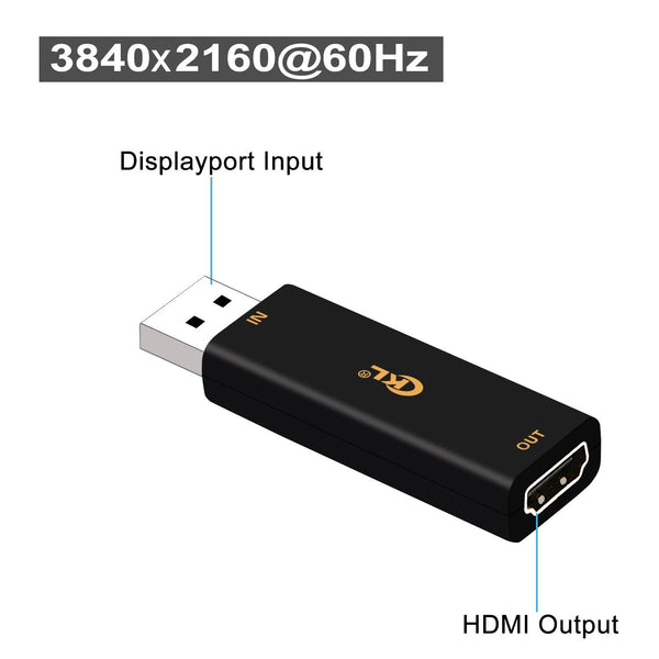 CKL Displayport to HDMI Adapter Male to Female,High Resolution up to 4Kx2K, 3840x2160@60Hz. Support HDCP