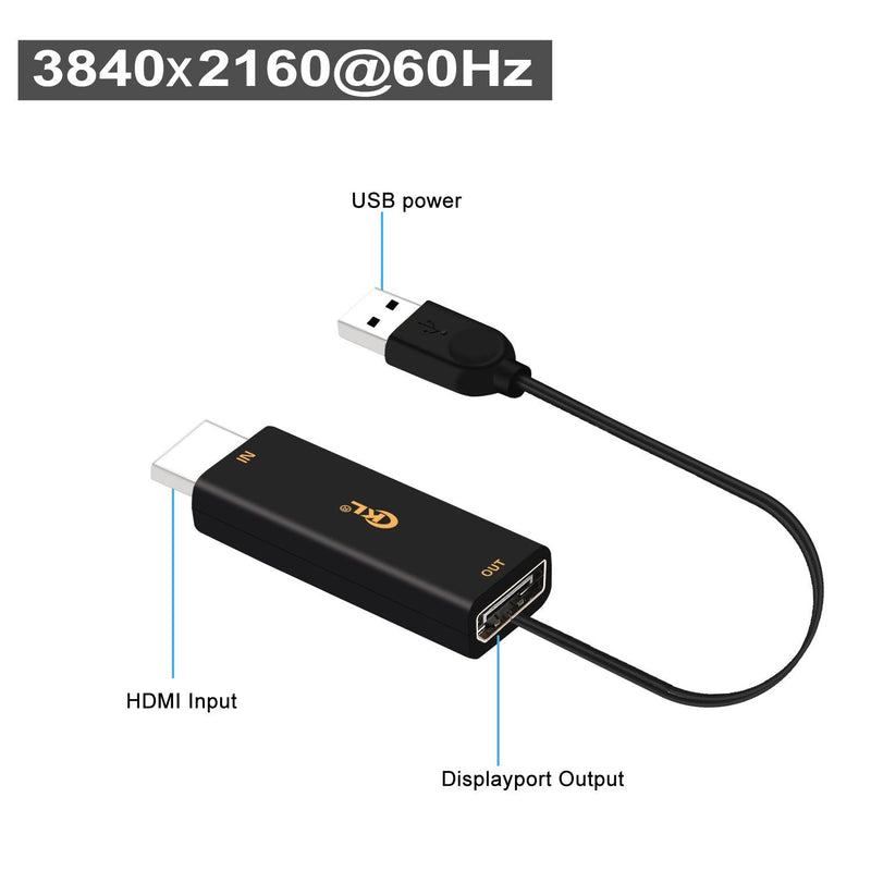 CKL 4Kx2K@60Hz Ultra HD HDMI to DP Adapter with USB Power, HDMI to Displayport Converter Compatible HDCP for CKL KVM Switch, Xbox one, 360, PS4/5, Mac, NS and More