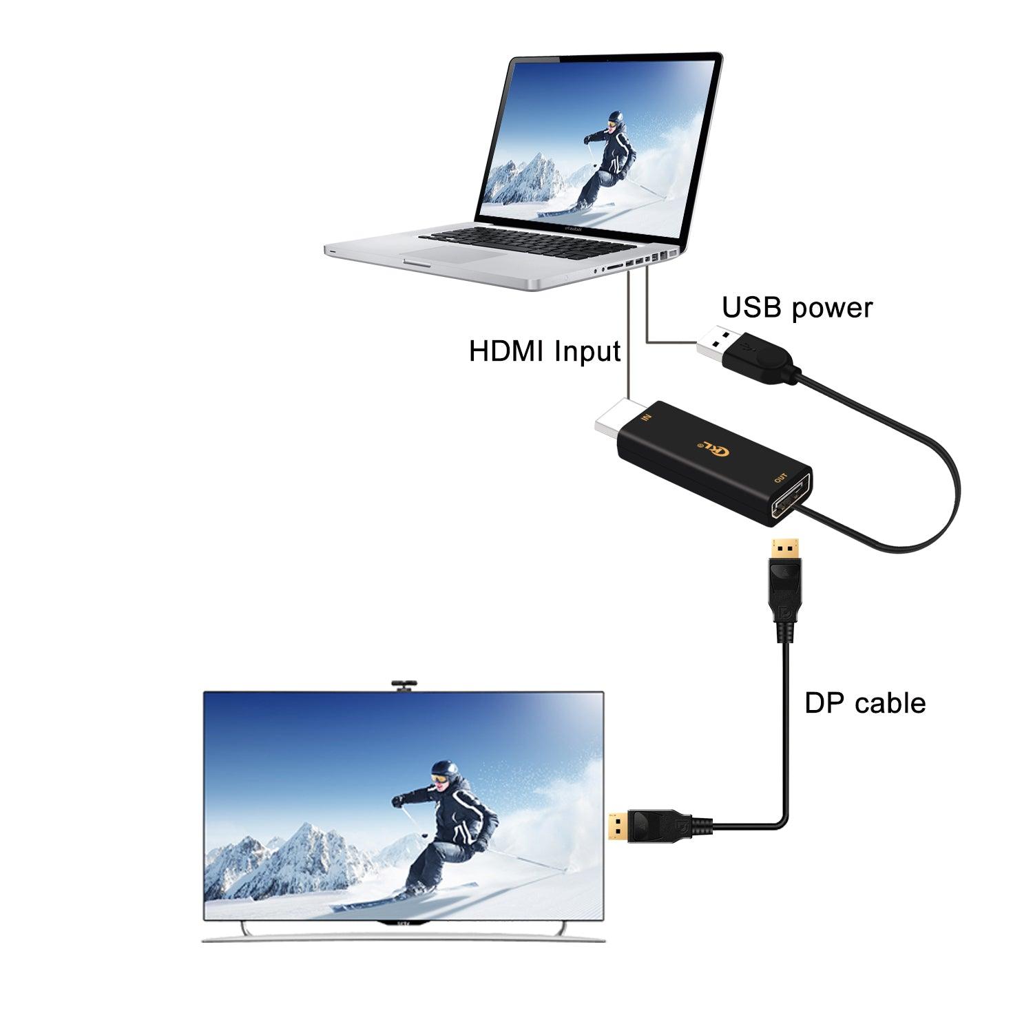 CKL 4Kx2K@60Hz Ultra HD HDMI to DP Adapter with USB Power, HDMI to Displayport Converter Compatible HDCP for CKL KVM Switch, Xbox one, 360, PS4/5, Mac, NS and More - CKL KVM Switches