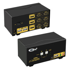 Загрузить изображение в средство просмотра галереи, 2 Port KVM Switch Triple  Monitor HDMI 4K 30Hz  CKL-923HUA
